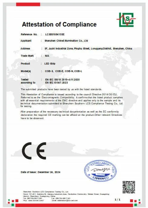 LED Strip Light CE EMC