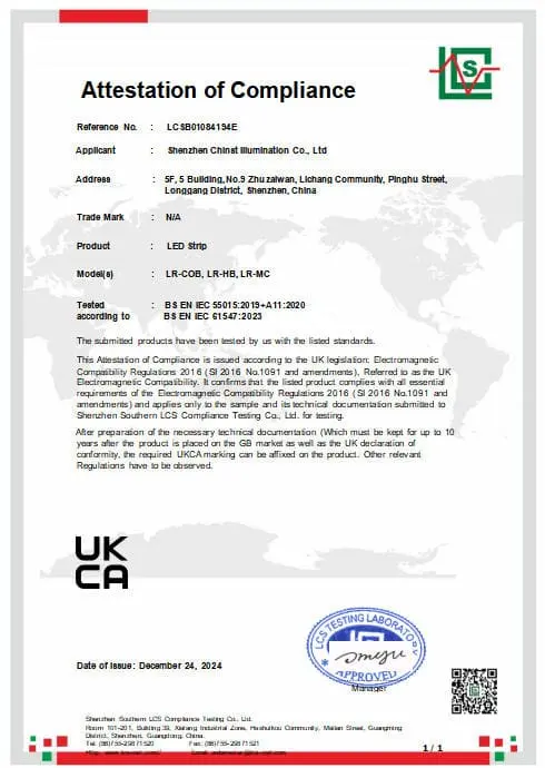 LED Strip Light UKCA-EMC