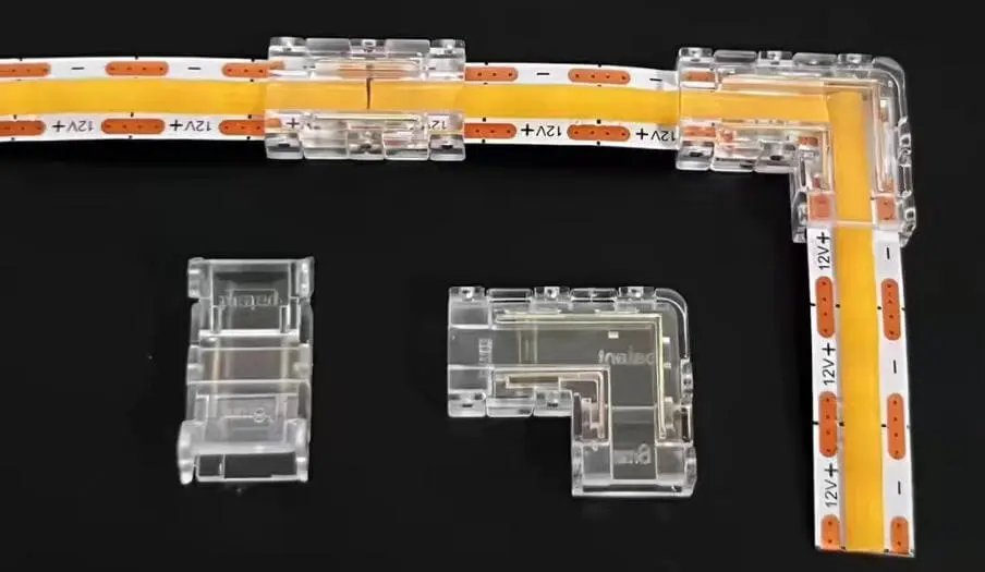 Thermal camera view showing a hot spot on an LED strip connection