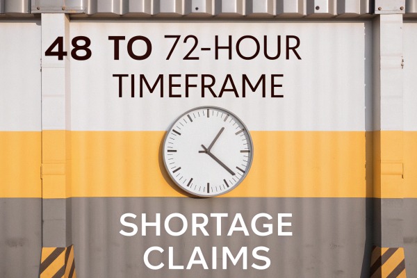 Claims timeframe Clock showing 48 to 72-hour shortage claims timeframe (ID#3)