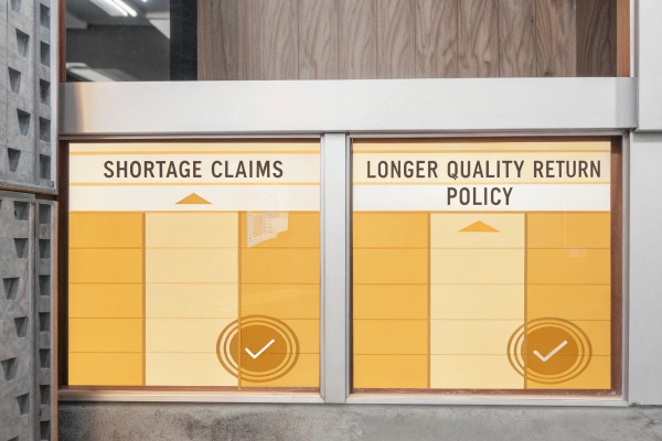 Claims and policy Window signs for shortage claims and return policy (ID#4)