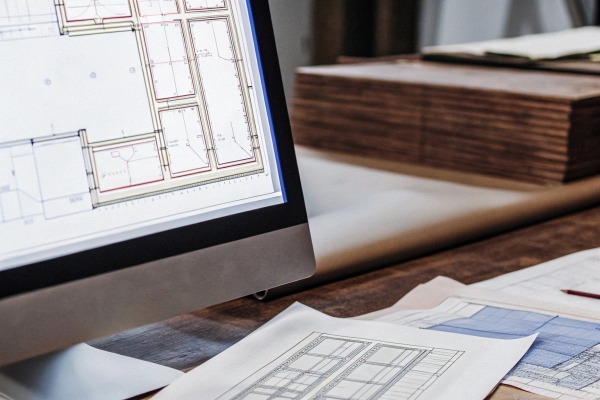 Architectural plans Computer screen showing architectural plans (ID#2)