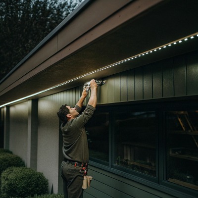 Close up of slim COB LED strip installation