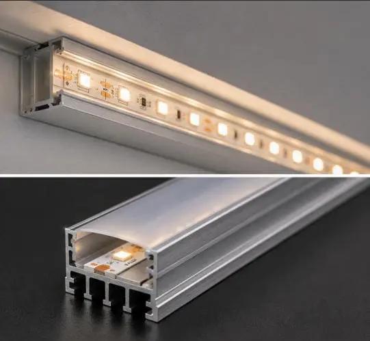 Aluminum channel with LED strip for heat dissipation