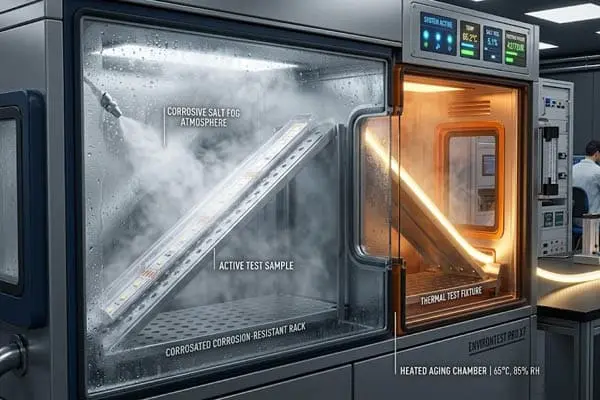 Suporte de teste de envelhecimento para fitas LED com fitas alimentadas sob queima a alta temperatura
