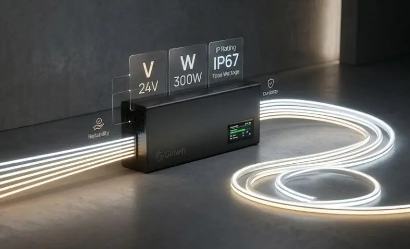 Waterproof IP-rated LED power supply for outdoor installation