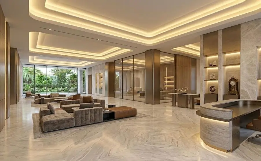 consistent color temperature COB LED strip lighting in hotel lobby cove