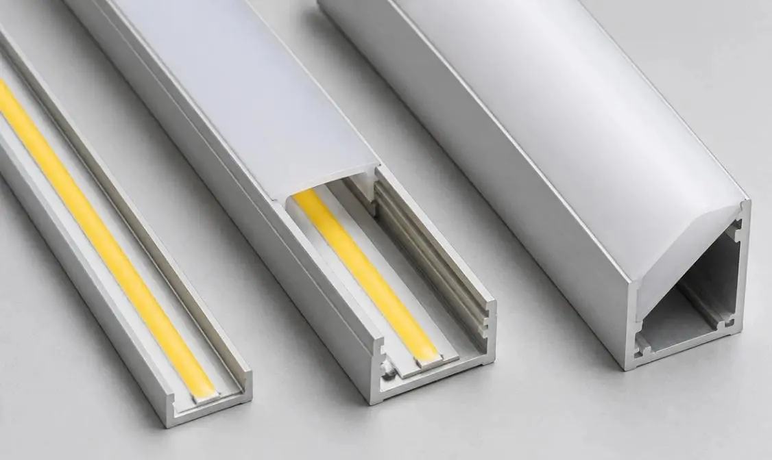 Custom COB LED strip with aluminum profile housing and secondary optics